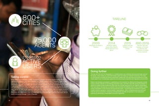 2120
Taking control
Since launching in Pakistan in 2009, Easypaisa is already one of the largest mobile money
deployments globally. After being awarded two GSMA Awards in 2014, including ‘Best Mobile
Money Service in the World’ out of more than 250 mobile money services around the world,
Easypaisa’s success continued. The solution moved monetary volumes corresponding to nearly
3 percent of Pakistan’s GDP in 2015 and has the largest financial footprint in the country. Going
into 2016, Easypaisa boasted 21 million active users undertaking around 650,000 transactions
daily, served by over 75,000 agents in more than 800 cities and towns. With the largest product
portfolio of services for its customers, including remittances, payments, savings and insurance,
Easypaisa also offers ATM cards and Inter-Bank Fund Transfer (IBFT) services that work with all
banks connected through 1 Link in Pakistan.
Timeline
Going further
The sky isn’t the limit for Easypaisa. In a market where new solutions are launched daily around
the globe, what makes you dominant today might not make you relevant tomorrow. The need
to continuously innovate and serve consumers’ needs with new services and solutions is a task
made easier by an increasingly supportive and structured corporate and regulatory environment.
Telenor had already succeeded in capitalizing on the situation by offering the Easypaisa mobile
money solution directly to its existing subscriber base, and then used this strong foundation to
refine its mobile money model and offer over-the-counter services for non-Telenor subscribers.
The next step in the journey is a solution that connects the different silos of the complex mobile
money ecosystem in the country and around the world – connecting the consumer to banks,
mobile network operators, money transfer organizations, utility companies and payment and
internet service providers. Achieving interoperability benefits all partners in the ecosystem,
opening up previously unreachable consumer segments.
75,000
agents
2009
Easypaisa launched in
Pakistan
2014
Receives GSMA
Award ‘Best Mobile
Money Service in the
World’
2015
Largest financial
footprint in the
country
Mid 2016
Partners with and
migrates to Ericsson
to offer the next
generation of mobile
money services
21,000,000
active
users
800+
cities
 