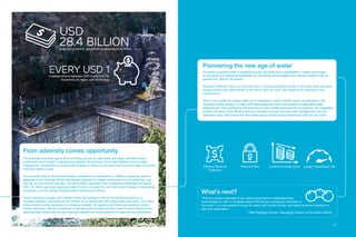 2726
What’s next?
“This is a perfect example of two global corporations integrating their
technologies to offer a complete water ATM solution previously unknown to
the world. It is now possible to pay for water with mobile money, and water revenue collection is
safe and automated.”
– Peter Todbjerg Hansen, Managing Director of Grundfos Lifelink.
From adversity comes opportunity
The potential economic gains from providing access to safe water and basic sanitation carry
particularly more weight in developing markets. According to the United Nations Environment
Programme, investments in small-scale projects in Africa could lead to an economic gain of around
USD 28.4 billion a year.
It’s no secret that to fund the necessary investment in infrastructure, utilities companies need to
generate more revenues. While they already attempt to charge consumers for the water they use,
they do so with limited success. The World Bank estimates that companies worldwide are losing
USD 141 billion per year supplying water that no one pays for, and that current losses in developing
countries could be halved through better metering and billing.
Smart metering coupled with mobile money technology is one of the simple solutions to a
complex problem. According to the GSMA, as of December 2015 there were more than 134 million
active mobile money accounts in emerging markets. By tapping into these pre-existing mobile
money networks, utilities companies could generate the revenue they need to build infrastructure
exponentially, while ensuring the financial viability and accountability of water service operations.
Pioneering the new age of water
Grundfos, a global leader in advanced pump solutions and a trendsetter in water technology,
is contributing to global sustainability by pioneering technologies that improve quality of life for
people and care for the planet.
Revenue collection plays an important part in securing reliable access to drinking water, as water
supply points have been known to fail due to lack of funds, and capacity for operations and
maintenance.
New to the market and being rolled out in developing nations where need is the greatest is the
Grundfos AQtap solution, a water ATM that dispenses water and supports sustainable water
development. Now partnering with Ericsson to add mobile payments into its product, the integrated
solution will drive more efficient revenue collection through reduced cash management risk and
overhead costs, and ensure the new water supply points remain operational well into the future.
USD
28.4 billionpotential economic gains from scale projects in Africa
Longer Operational Life
every USD 1invested returns between USD 3 and USD 34,
depending on region and technology
Reduced RiskEfficient Revenue
Collection
Lower Overhead Costs
 