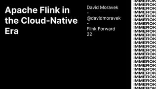 Apache Flink in
the Cloud-Native
Era
David Moravek
-
@davidmoravek
-
Flink Forward
22
 