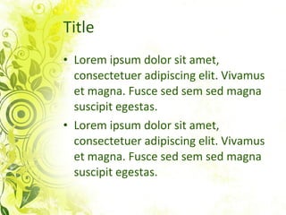 Title Lorem ipsum dolor sit amet, consectetuer adipiscing elit. Vivamus et magna. Fusce sed sem sed magna suscipit egestas.  Lorem ipsum dolor sit amet, consectetuer adipiscing elit. Vivamus et magna. Fusce sed sem sed magna suscipit egestas.  