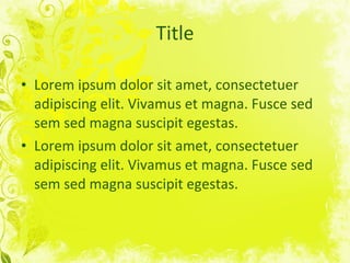 Title Lorem ipsum dolor sit amet, consectetuer adipiscing elit. Vivamus et magna. Fusce sed sem sed magna suscipit egestas.  Lorem ipsum dolor sit amet, consectetuer adipiscing elit. Vivamus et magna. Fusce sed sem sed magna suscipit egestas.  