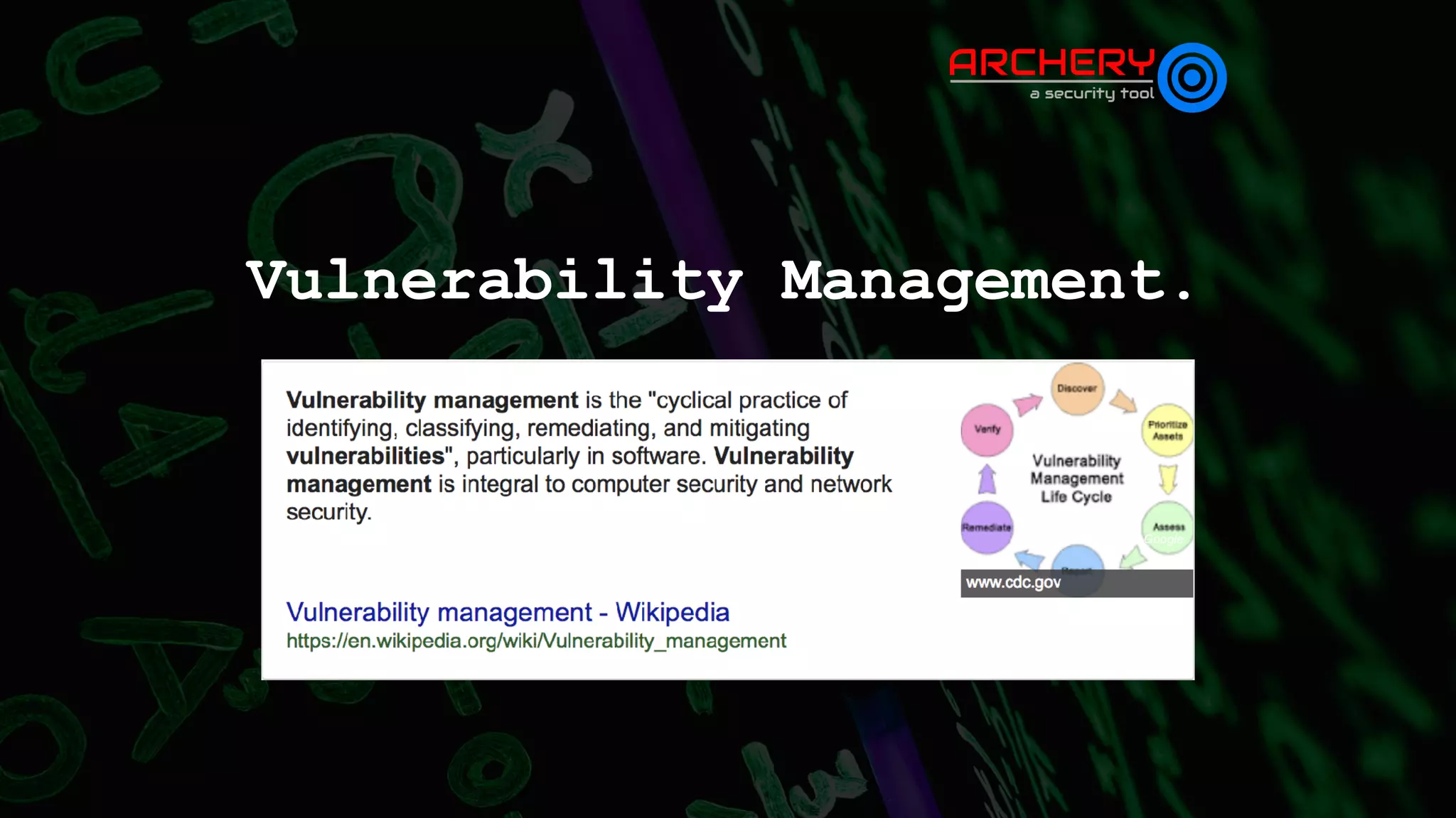 Vulnerability Management.
Source - Google
 