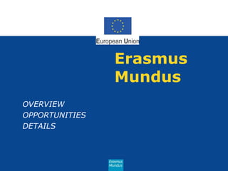 Erasmus
Mundus
OVERVIEW
OPPORTUNITIES
DETAILS

 