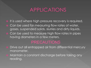 Venturimeter (FLUID MECHANICS) PPTX