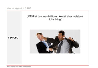 Was ist eigentlich CRM?

„CRM ist das, was Millionen kostet, aber meistens
nichts bringt“

CEO/CFO

Seite 6 | Oktober 2013...
