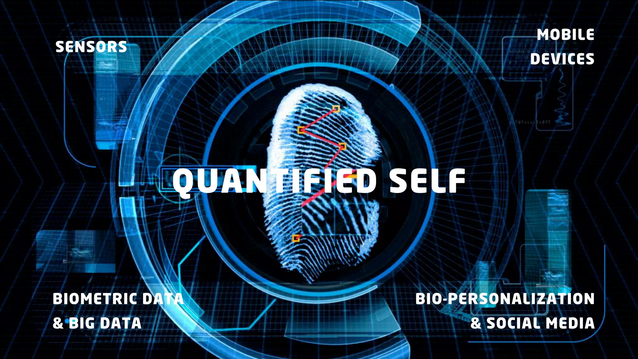 MOBILE

SENSORS

DEVICES

QUANTIFIED SELF

BIOMETRIC DATA
& BIG DATA

BIO-PERSONALIZATION
& SOCIAL MEDIA

 