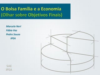O Bolsa Família e a Economia
(Olhar sobre Objetivos Finais)
Marcelo Neri
Fábio Vaz
Pedro Souza
IPEA

 
