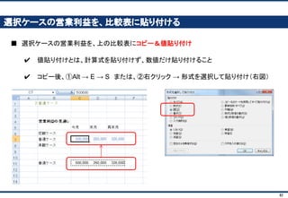 82
スイッチの場所を、収益計画シートに移しましょう(1)
■ スイッチのあるセルを、コピー＆ペースト（Ctrl＋C→ Ctrl＋V）
 