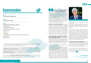 édito

Sommaire
p. 4
Les clés pour comprendre
p. 8
La situation actuelle
p. 11
Le bilan des mesures par secteur
Transports
Résidentiel-tertiaire
Industrie et production d’énergie
Agriculture
Forêt
Déchets
Exemplarité de l’État et des collectivités territoriales
Entreprises
Recherche

Le document présenté ici constitue l’actualisation 2013 du plan climat de la France et fait état des actions les plus
structurantes mises en œuvre au niveau national pour réduire les émissions de gaz à effet de serre, notamment
au travers d’efforts d’amélioration de l’efficacité énergétique.
Il constitue une synthèse des éléments présentés dans le rapport 2013 sur l’état des lieux des politiques
d’atténuation du changement climatique qui peut être consulté sur www.developpement-durable.gouv.fr –
rubriques Énergie, air et climat – Effet de serre et changement climatique – Lutter contre le changement climatique
– Engagements et politique nationale ; et s’appuie également sur des éléments présentés dans le plan national
d’action efficacité énergétique qui peut être consulté sur www.developpement-durable.gouv.fr – rubriques
Énergie, air et climat – Economies d’énergie – Stratégie française d’efficacité énergétique.
Il est complété par le plan national d’adaptation au changement climatique, couvrant la période 2011-2015,
qui a fait l’objet d’une évaluation à mi-parcours en juin 2013, www.developpement-durable.gouv.fr – rubriques
Énergie, air et climat – Effet de serre et changement climatique – Impacts et adaptation (ONERC).

Ministère de l’Écologie, du Développement durable et de l’Énergie

Faire de la France une nation de
l’excellence environnementale : en
septembre 2012, lors de la première Conférence environnementale, le président de la République a donné le cap. En un
an, le Gouvernement a engagé notre pays dans une transition
écologique ambitieuse et partagée, qui transformera progressivement notre manière de produire, de consommer, de nous
loger, de nous déplacer. Cette transition va bien au-delà de
nos frontières, puisqu’il s’agit de lutter contre le réchauffement
climatique. Mais nous plaçons en son cœur le bien-être des
Français, la compétitivité de nos entreprises et la souveraineté
de notre pays, pour aujourd’hui et pour demain.
La France a été un pays précurseur des politiques
d’efficacité énergétique et de lutte contre le changement
climatique : dès 1982, notre pays s’est doté d’une Agence
française pour la maîtrise de l’énergie, devenue l’Ademe en
1992. En 2001, la lutte contre le réchauffement climatique
a été inscrite dans la loi comme une priorité nationale.
En 2003, la France s’est engagée à diviser par quatre ses
émissions de gaz à effet de serre d’ici à 2050, par rapport
à leur niveau de 1990. Et notre pays a été au-delà des
engagements pris dans le cadre du protocole de Kyoto.
Fort de cet héritage, le Gouvernement défend aujourd’hui des objectifs ambitieux – et nécessaires – auprès
de ses partenaires européens, pour que l’Union européenne
reste en tête de la lutte contre le réchauffement climatique.
Le président de la République a ainsi proposé que nous nous
fixions, au niveau européen, l’objectif de réduire de 40 % d’ici
2030 et de 60 % d’ici 2040 nos émissions. C’est possible !
Le Gouvernement se donne les moyens d’atteindre de tels
objectifs. Quelques exemples :
• 500 000 logements par an seront rénovés dans le cadre du
plan de rénovation énergétique de l’habitat, pour diminuer
notre consommation d’énergie dans le secteur du bâtiment de
38 % d’ici 2020 et réduire la facture énergétique des Français ;
• conformément aux engagements du président de la
République, l’exploitation des gaz de schiste est interdite
depuis septembre 2012 : lutter contre le réchauffement
climatique, c’est aussi dépendre moins des énergies
fossiles. C’est pourquoi le développement des énergies
renouvelables a été relancé, par exemple en simplifiant
les règles pour l’éolien terrestre, pour que ces énergies

contribuent au minimum à 23 % de notre consommation
à l’horizon 2020 ;
• pour assurer la transition écologique, un nouveau plan
d’investissements d’avenir sera déployé d’ici 2016  ; 2,3 milliards d’euros seront spécifiquement dédiés à la transition
énergétique.
Le Gouvernement a également organisé un débat national sur la transition énergétique qui a réuni, tout au long
du premier semestre 2013, des représentants des entreprises, des syndicats, des associations, des parlementaires
et des collectivités locales. C’était la première fois qu’un
tel échange démocratique était organisé ! La synthèse de
ce débat nourrira la loi sur la transition énergétique qui
planifiera la réorganisation de notre mix énergétique en
favorisant les énergies renouvelables et en réduisant la part
du nucléaire dans notre production d’énergie.
Cela fera de la France un pays exemplaire. C’est dans
cet esprit que le président de la République a proposé que
la France accueille le Sommet international sur le climat
de 2015, à l’occasion duquel seront décidés de nouveaux
objectifs de réduction des émissions après 2020.
La transition écologique est un projet collectif pour l’avenir, pour notre pays, notre continent, notre planète. Avec
chacune et chacun d’entre nous, la France sera à la pointe
de ce projet global !

Philippe Martin,
ministre de l’Écologie, du Développement
durable et de l’Énergie

3

 