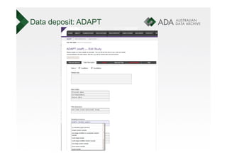 Data deposit: ADAPT
 