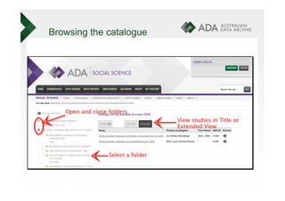 Browsing the catalogue
 
