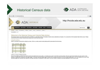 Historical Census data


                         http://hccda.ada.edu.au
 