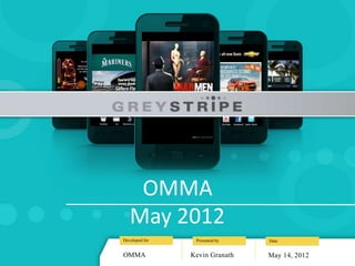 OMMA
   May 2012
Developed for    Presented by   Date


OMMA            Kevin Granath   May 14, 2012
 