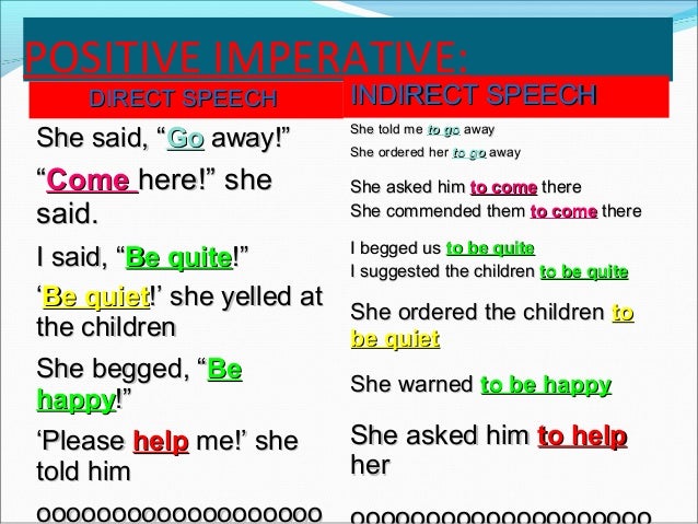 Direct and indirect speech imperative sentences exercises picture