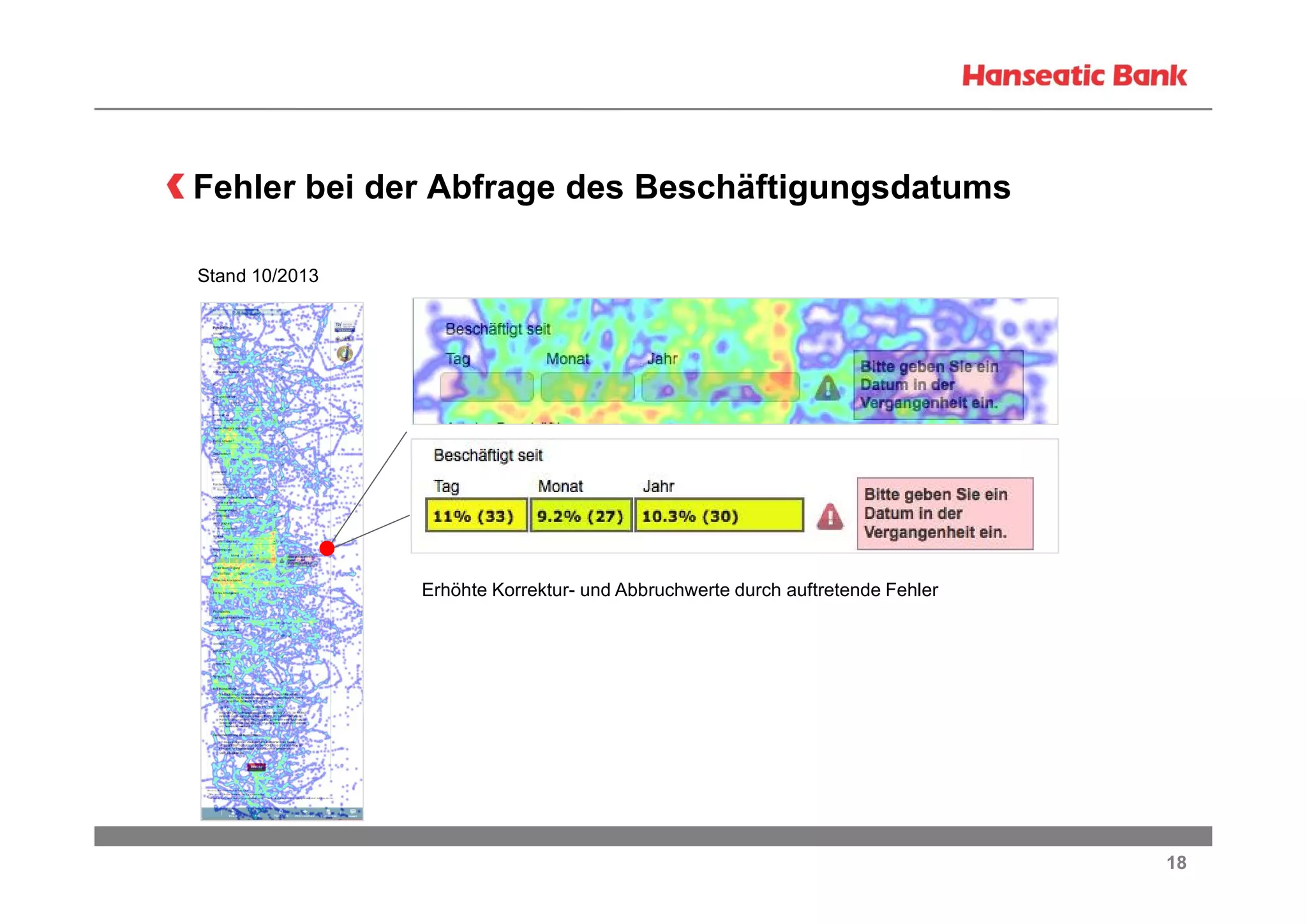 Fehler bei der Abfrage des Beschäftigungsdatums
Stand 10/2013

Erhöhte Korrektur- und Abbruchwerte durch auftretende Fehler

18

 