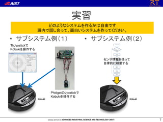g
ɤΤ褦ʥƥ뤫ɤǤ
ڤԒϤäơפƥäƤ

? ֥ƥ

? ֥ƥ

TkJyostick
Kobuki

ʹä
ɵĤƄӤ

PhidgetJyostick
Kobuki

7

 