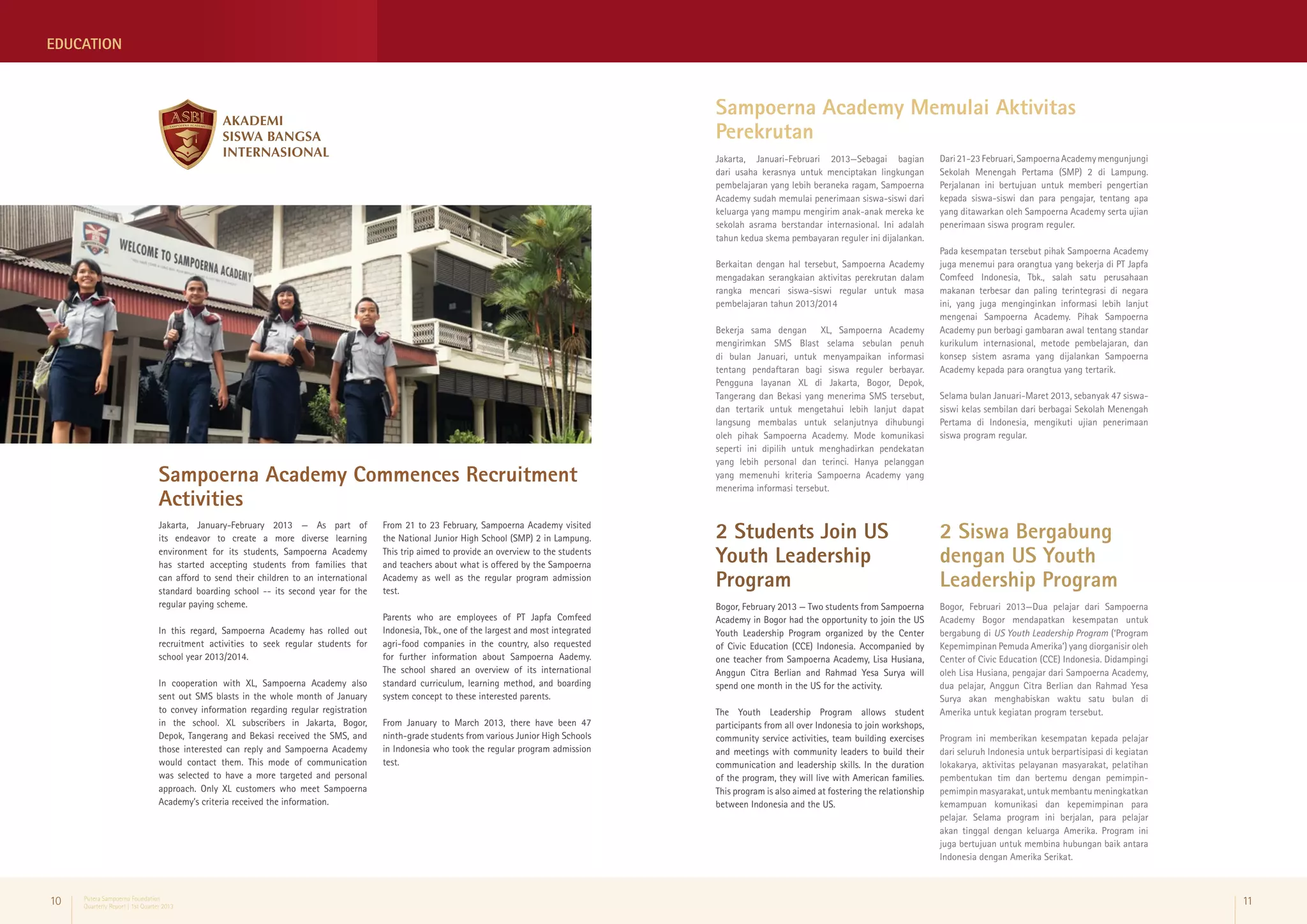 Putera Sampoerna Foundation Report Quarter 1 2013 Pdf