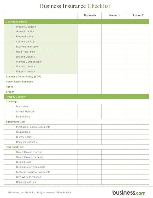 The Business.com Ultimate Business Insurance Checklist