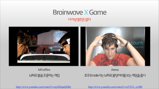 Brainwave X Game
더이상발컨은없다

뇌파로볼을조종하는게임

호주Emotiv사는뇌파로불덩어리를쏘는게임을출시

http://www.youtube.com/watch?v=ny0JZqnQGRc

http://www.youtube.com/watch?v=eVX7c_eviB8

 