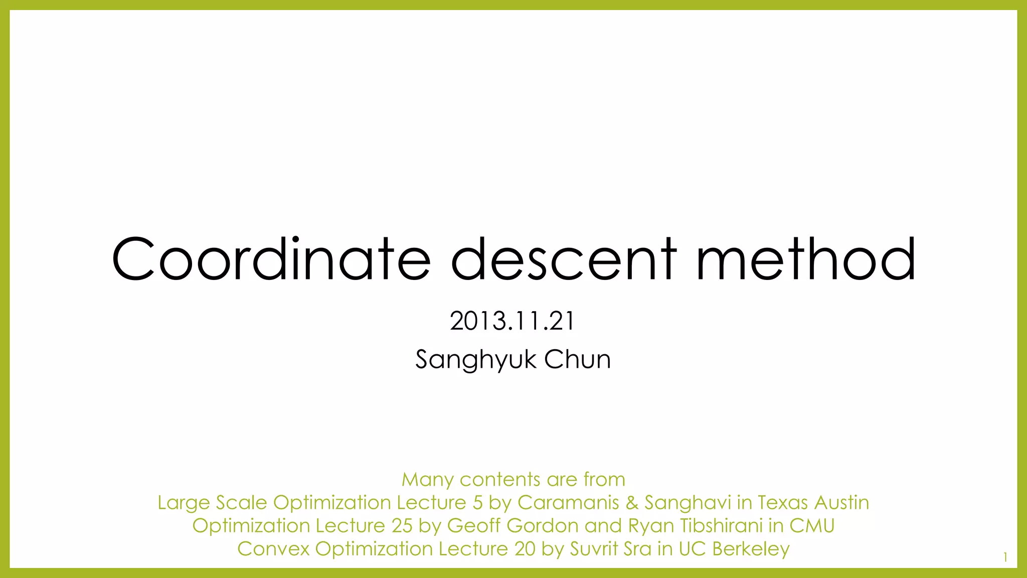 Coordinate Descent method | PPT