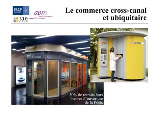 50% de retraits hors
heures d’ouverture
de la Poste
Le commerce cross-canal
et ubiquitaire
 