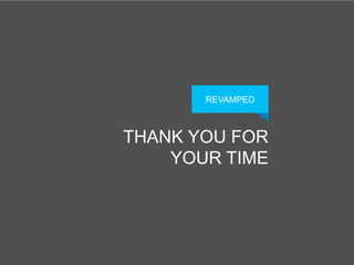 REVAMPED

THANK YOU FOR
YOUR TIME

 