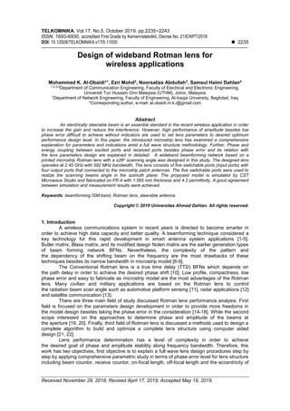 Design of wideband Rotman lens for wireless applications | PDF