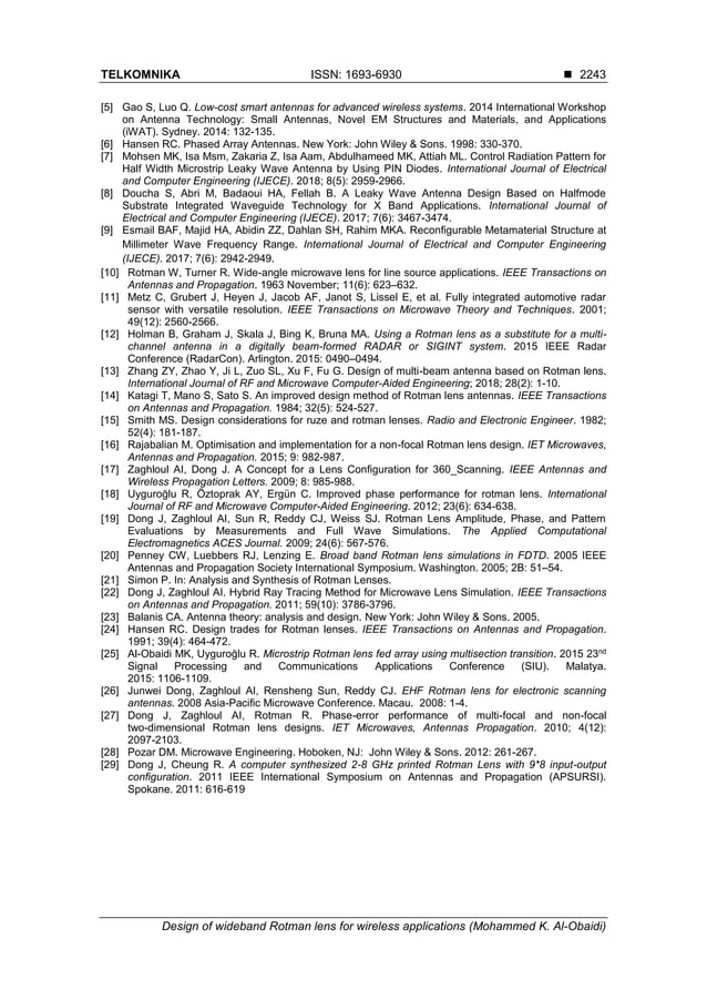 Design of wideband Rotman lens for wireless applications | PDF
