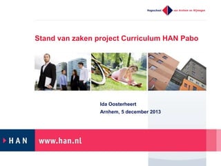 Stand van zaken project Curriculum HAN Pabo

Ida Oosterheert
Arnhem, 5 december 2013

 