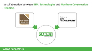 A collaboration between BIM. Technologies and Northern Construction
Training.

WHAT IS CAMPUS

 