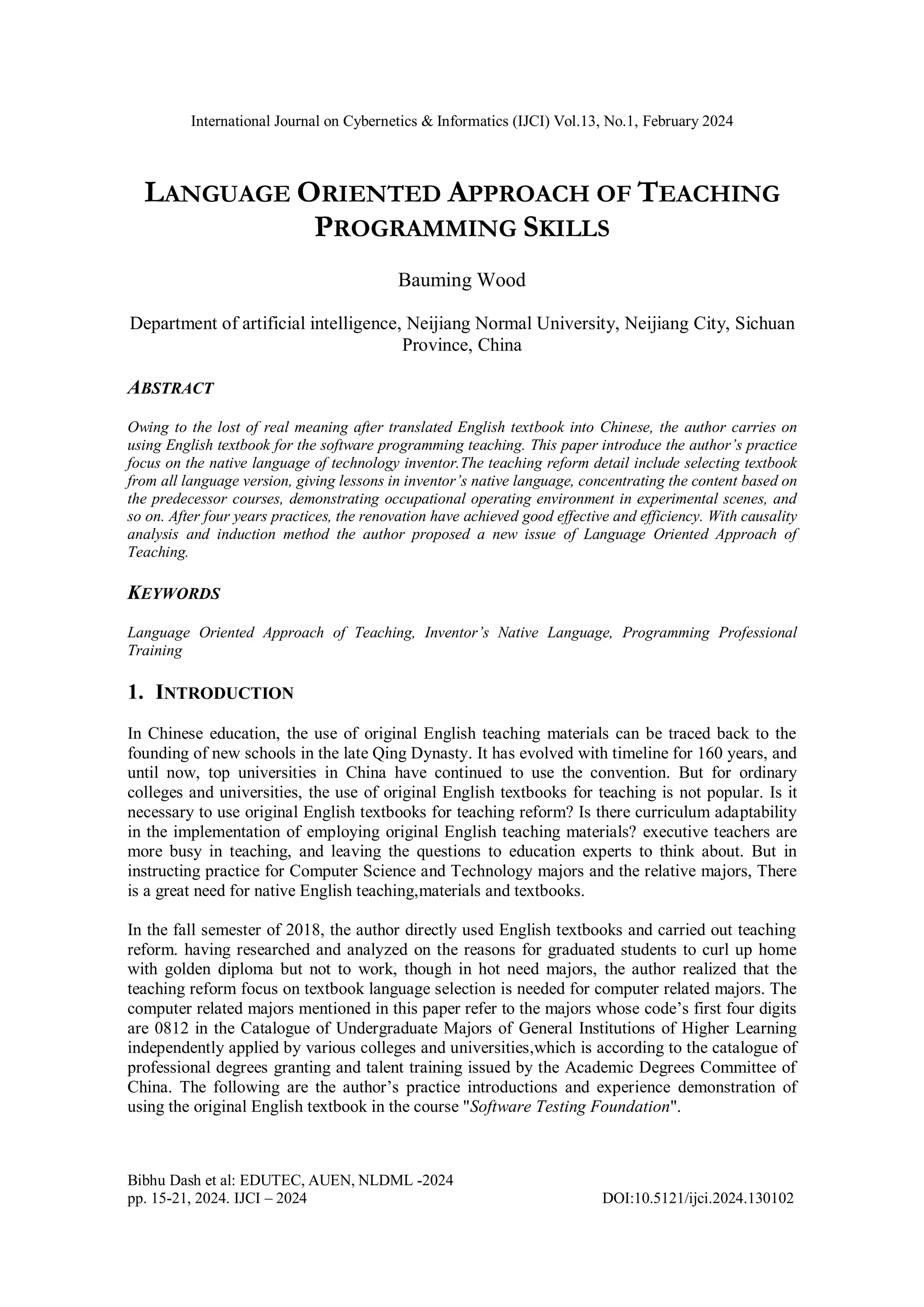 Language Oriented Approach of Teaching Programming Skills | PDF