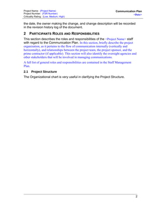 Caltrans Communication Plan Template | DOC
