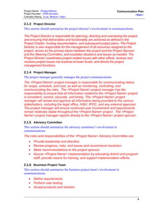 Caltrans Communication Plan Template | DOC