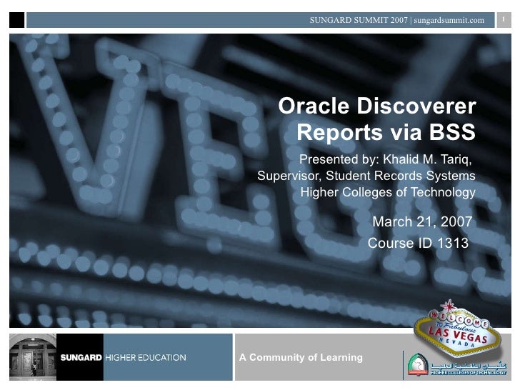 Oracle Discoverer Reports Via Bss