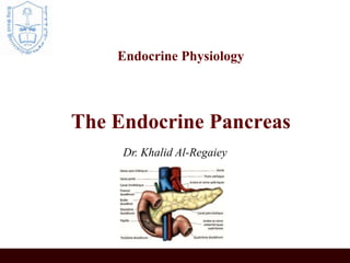 Endocrine Physiology
The Endocrine Pancreas
Dr. Khalid Al-Regaiey
 
