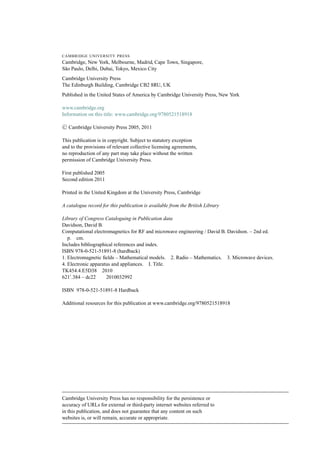Computational Electromagnetics For Rf And Microwave Engineering 2nd Ed ...