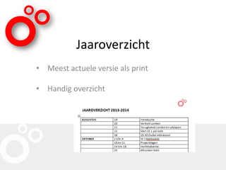 Jaaroverzicht
• Meest actuele versie als print
• Handig overzicht
 