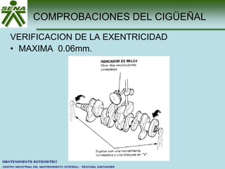COMPROBACIONES DEL CIGÜEÑAL
VERIFICACION DE LA EXENTRICIDAD
• MAXIMA 0.06mm.
 