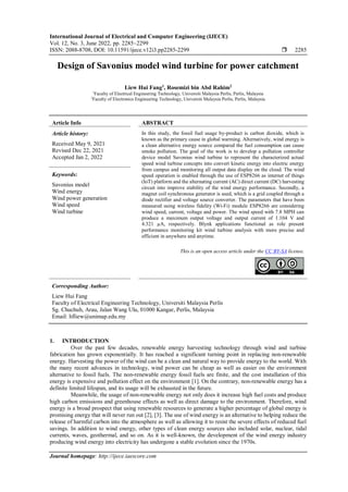 Design of Savonius model wind turbine for power catchment | PDF