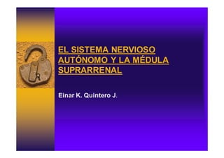 EL SISTEMA NERVIOSO
AUTÓNOMO Y LA MÉDULA
SUPRARRENAL
Einar K. Quintero J.
 