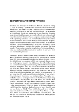 Convective Heat And Mass Transfer Seyed Mostafa Ghiaasiaan | PDF
