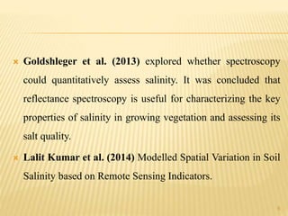 ASSESSMENT OF SOIL SALINITY USING REMOTE SENSING | PPTX