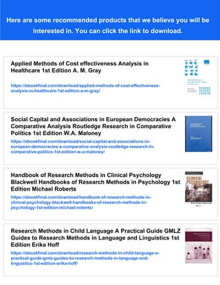 Methods in comparative effectiveness research 1st Edition Gatsonis | PDF