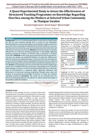 A Quasi Experimental Study to Assess the Effectiveness of Structured