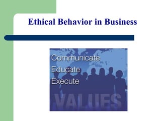 Ethical Behavior in Business 