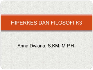 Anna Dwiana, S.KM.,M.P.H
HIPERKES DAN FILOSOFI K3
 