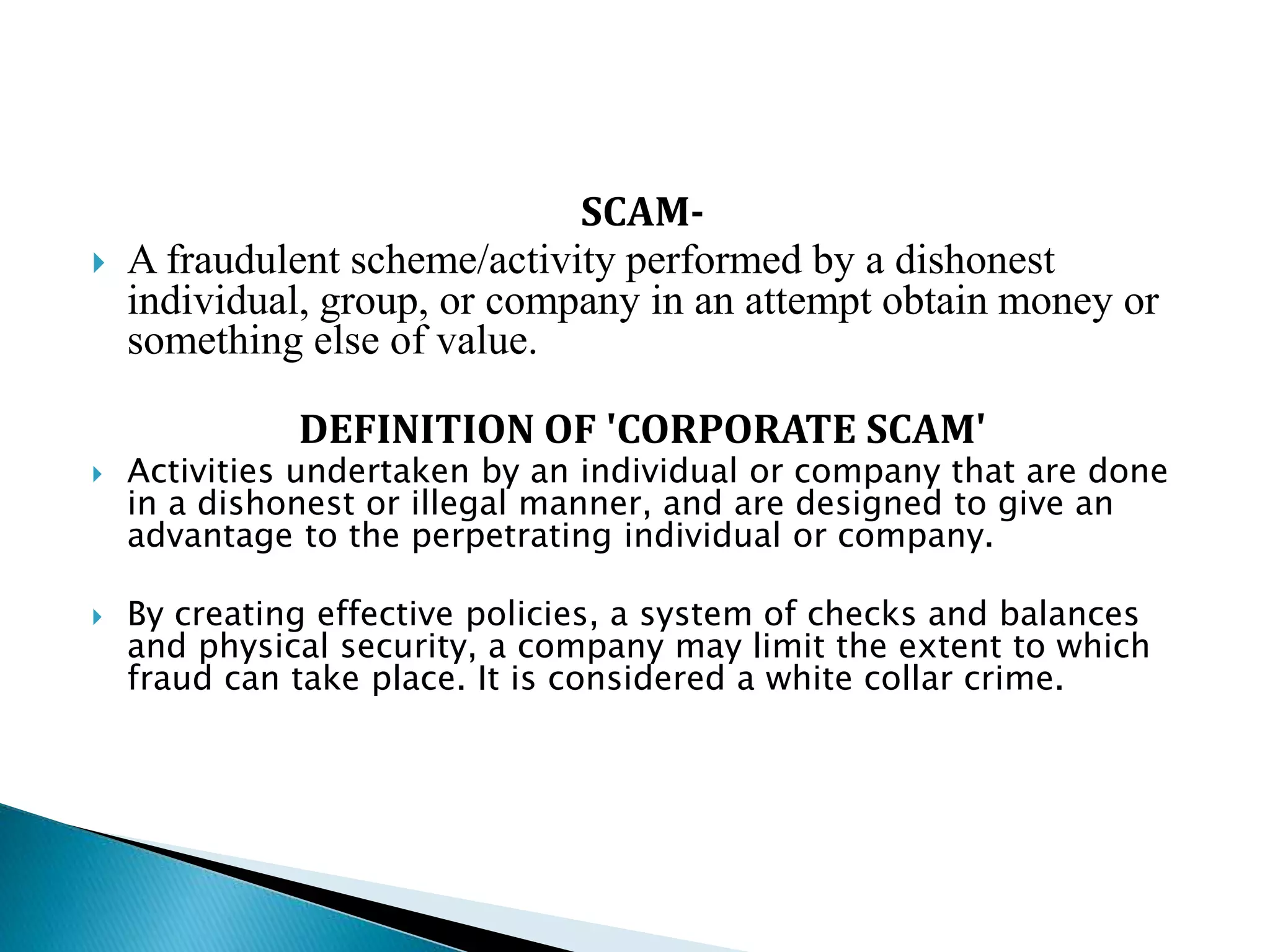 Corporate Scam,Chit fund(Saradha scam) & Corporate Governance | PPTX ...