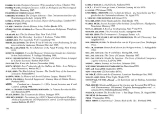 FOSTER, WAVES: Designer Deseases: W ho murdered A frica, Clayton I986.        LEDRE, CHARLES: La MaSOfterla, Andorra I958.
FOSTER, WAVES: Designer Diseases: A IDS as Biological and Psychological       LEE, L.: W orld V ision go Home, Christian Century I6.Mai I979.
      W arfare, Monterey I987.                                                LE POINT (27.Februar I993).
FOLLOWER OF CHRIST (January I995).                                            LINDENBERG, CHRISTOPH: Die Technik der Bösen - Zur Geschichte     und V or-
GEBHARD, MANFRED: Die Zeugen Jehovas       - Eine Dokumentction über die             geschichte des Nationalsozialismus, Sti. ttgart I978.
      W achtturmgesellschaft, Leipzig I97I.                                   L ' OBSERVATORE ROMANO, I0. Februar I9 '6.
GENERAL SYNOD, July group of Sessions, Report of Proceedings, London I987.    MAGUIRE, JOHN: Hold Hands and Die, Dale Books 1978.
GETROUW (April I994).                                                         MARRS, TEXE: Secret Societies Plot behind Closed Doors. Flashpoint,
GILBERT, MARTIN: Jewish History A tlas, Collier Books I976,                          Newsletter Ministry I992.
GÖMEZ, MANUEL GUERRA: Los Nuevos Movimientos Religiosas, Pamplona             MASSAY, GERALD: A Book of the Beginning, New York I974.
      I993.                                                                   MCBEAM, ELEANOR: The Poisoned Needle, Sandpoint I990.
GRAHAM, 0.J.: The Six-Pointed Star, New York 1984.                            MEURIN, LEON: Die Freimaurerei - Synagoge Satans, o.A.
GRIFFIN, DES: Die Herrscher - Luzifers 5. Kolonne, Vaduz I980.                MILLER, EDITH STARR (LADY QUEENSBOROUGH): Occult Theocracy, Los
GRIFFIN, DES: W er regiert die W elt?, Leonberg 1 986.                               Angeles I933.
HECHT, ALEXANDER: Der Bund B`nai B`rith und seine Bedeutung für das           MOLENBROEK, PETER: De Protokollen van de W ijzen van Zion, Driebergen
      österreichische Judentum, Bremen [Rer -int] I985.                              I932.
HISLOP, ALEXANDER The Two Babylons or the Papal W orship, New Yersey          MÜLLER, GERHARD: Hinter den Kulissen des W eltgeschehens, 3. Auflage Pähl
      I959.                                                                          I982.
HOMUTH, NORBERT: V orsicht Ökumene! Christen im Strudel der A ntichrist-      MULLINS, EUSTACE: The W orld Order, Boring OR, I984.
      lichen Endzeitkirche, 3. Auflage Nürnberg I986.                         MULLINS, EUSTACE: The Curse of Canaan, Stauntan I987.
HOUSE, EDWARD MANDELL: The Intimate Papers of Colonel House.A rranged         MULLINS, EUSTACE: Murder by Injection - The Story of Medical Conspiracy
      by Charles Seymour, Boston I926-I928.                                          A gainst A merica, La Porte I990
INFOLINK: Das Karte der Sekten (November I996).                               NAIPAUL, SHIwA: Journey to Nowhere, Schuster 198I.
JOUIN, ERNEST: Los Protocolos de los Sabios de Siön - Los Peligros            NUEVO DICCIONARIO ILUSTRADO SOPENA, Barcelona I988.
      Judio-Masonicos, Wxico I922.                                            NEW AGE MAGAZINE (September I959).
JUDGE, JOHN: The Black Hole of Guyana - The Untold Story of the Jonestown     NEW YORK POST (2I.November I978).
      Massacre, Portland I993.                                                NICOSIA, F.: Hitler und der Zionismus, Leoni am Starnberger See, I990.
KAHANE, MEIR: La Historia del Jewish Defense League, Madrid I975.             NUGENT, JOHN PEER: W hite Night, Wade I979.
KEITH, JIM (HRSG.): Secret & Suppressed - Banned Ideas & Hidden History,      OSTROVSKY, VICTOR: „Mossad " ... De Keerzij de van het Bedrog, Amsterdam
      Portland I993.                                                                 I995.
KEITH,       Casebook an A lternative 3 - UFOs, Secret Societies and W orld   PIKE, ALBERT: Morals and Dogma of the A ncient and A ccepted Rite Of Scot-
      Control, Lilburg I994.                                                         tish, Freemasonery, Richmond, Virginia; herausgegeben von L.H.
KING, ALEXANDER UND SCHNEIDER, BERTRAND: La Primera Revoluciön Glo-                  Jenkins I87I, I92I (Republished I966).
      bal, Barcelona I99I.                                                    POLLOCK, NATHAN: The Jews that A ren ` t. San Diego Union, 28. August I966.
KNAUT, HORST: Das Testament des Bösen, Stuttgart I979.                        PRESENT (I0.Dezember I988).
LEDEREN, ROBERT: Precedents for A IDS? Chemical-Biological-W arfare -         PRIVE (7.September I996).
      Medical Experiments and Population Control. Covert Action Infor-        REED, TERRY: Compromised: Clinton, Bush & the CIA , Portland I994.
      mation Bulletin 28, I987.

146                                                                                                                                                   1 47
 