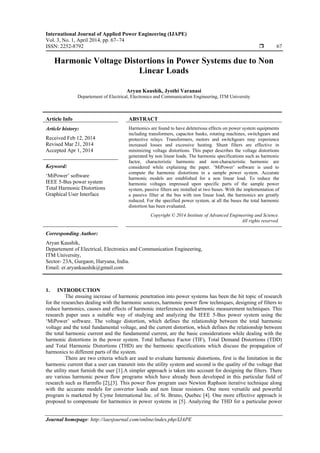 Harmonic Voltage Distortions in Power Systems Due to Non Linear Loads | PDF