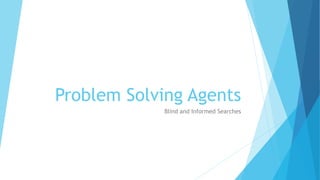 Problem Solving Agents
Blind and Informed Searches
 